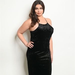 PLUS SIZE! Black Velvet Maxi Dress.